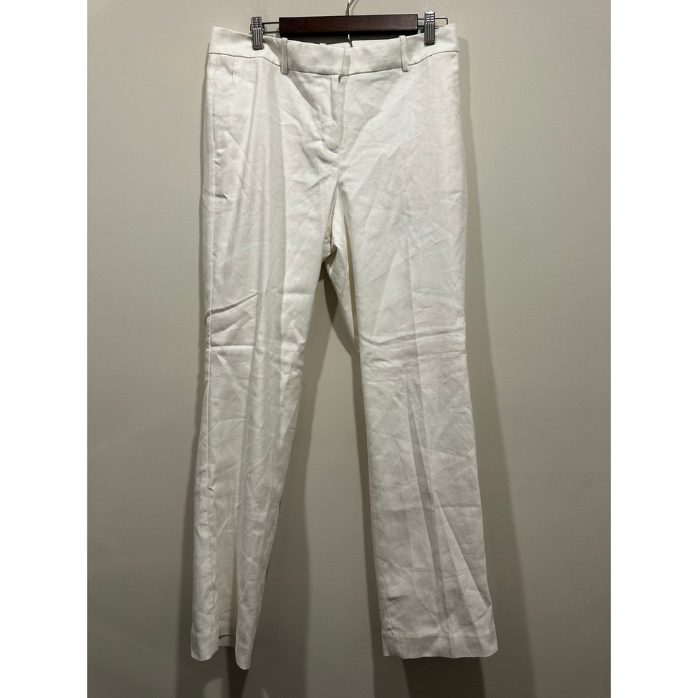 Ann Taylor The Straight In Curvy White Herringbone Mid Rise Dress Pants Size 8